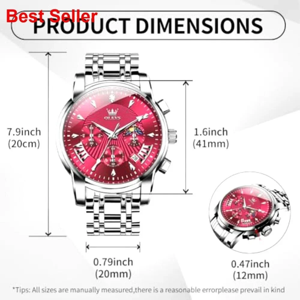 Stainless Steel Quartz Dress Watch with Luminous Chronograph